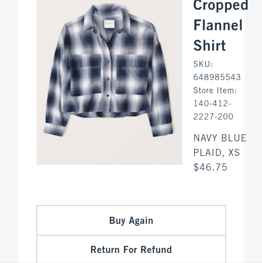 Abercrombie & Fitch Cropped Fannel Shirt